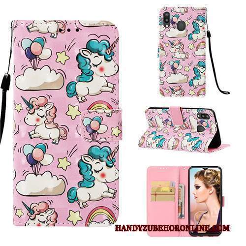 Custodia Samsung Galaxy M20 Pelle Rosa Anti-caduta, Cover Samsung Galaxy M20 Protezione Tendenza Tutto Incluso