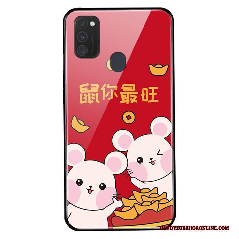 Custodia Samsung Galaxy M30s Silicone Ratto Rosso, Cover Samsung Galaxy M30s Protezione Vetrotelefono