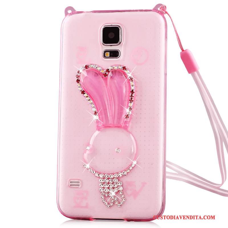 Custodia Samsung Galaxy Note 4 Silicone Ornamenti Appesitelefono, Cover Samsung Galaxy Note 4 Cartone Animato Rosa Trasparente