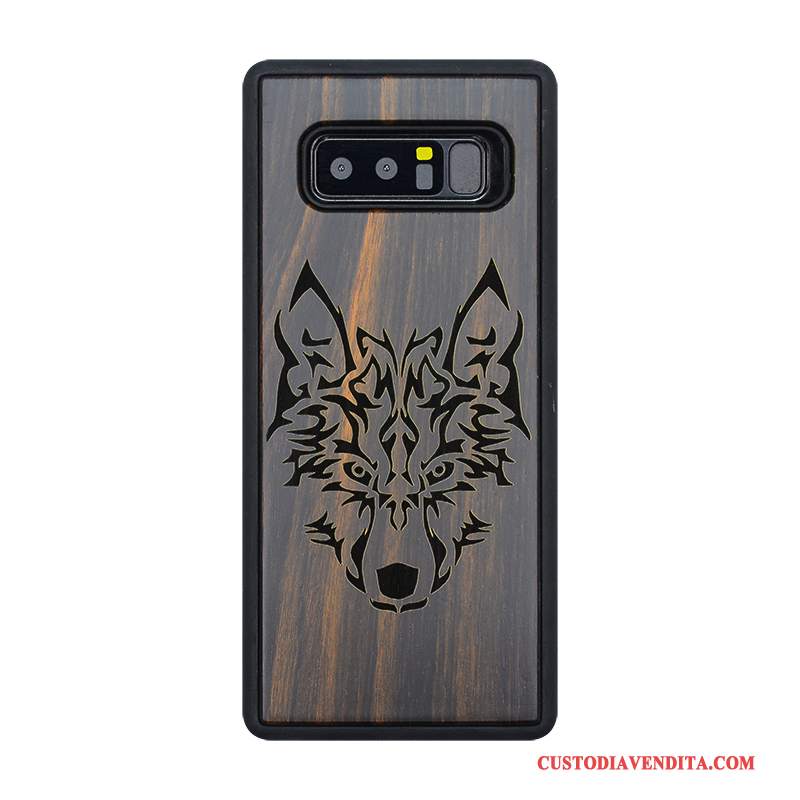 Custodia Samsung Galaxy Note 8 Legno Massello Lusso Stile Cinese, Cover Samsung Galaxy Note 8 Silicone Nerotelefono