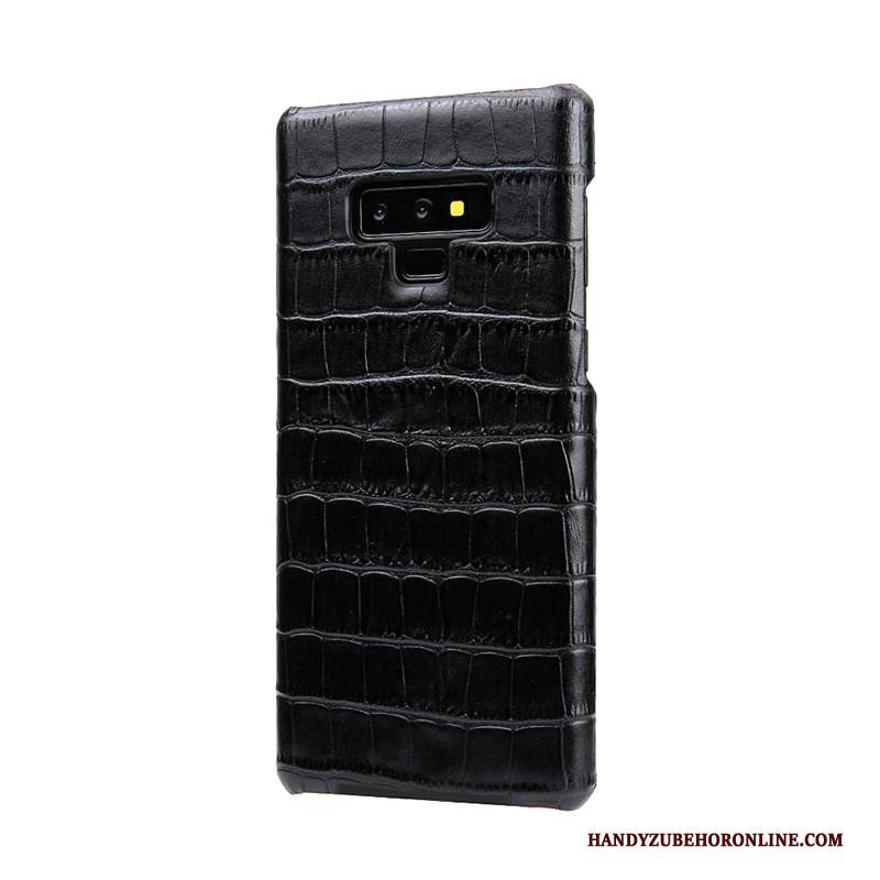 Custodia Samsung Galaxy Note 9 Pelle Lussotelefono, Cover Samsung Galaxy Note 9 Protezione Mucca Nero