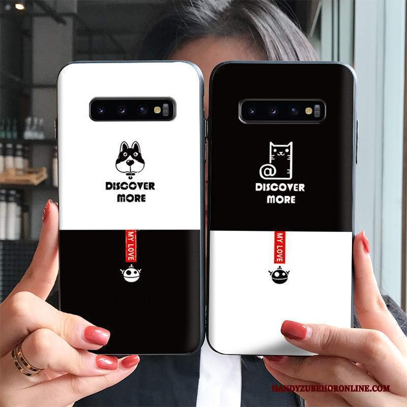 Custodia Samsung Galaxy S10+ Cartone Animato Marchio Di Tendenza Semplici, Cover Samsung Galaxy S10+ Silicone Macchiati Nero