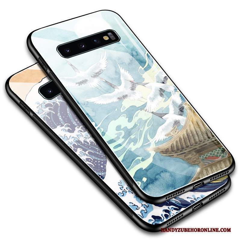 Custodia Samsung Galaxy S10+ Silicone Di Personalità Semplici, Cover Samsung Galaxy S10+ Vintage Gru Tutto Incluso