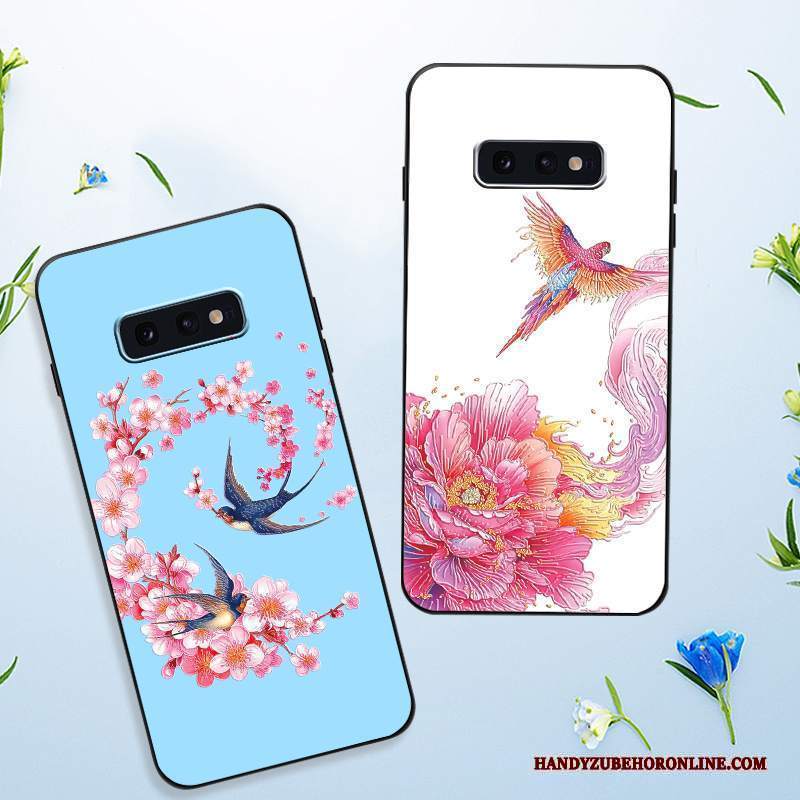 Custodia Samsung Galaxy S10e Protezione Macchiati Blu, Cover Samsung Galaxy S10e Goffratura Telefono Net Red