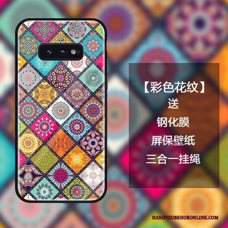 Custodia Samsung Galaxy S10e Protezione Vetro Temperato Blu, Cover Samsung Galaxy S10e Moda Net Red Ornamenti Appesi