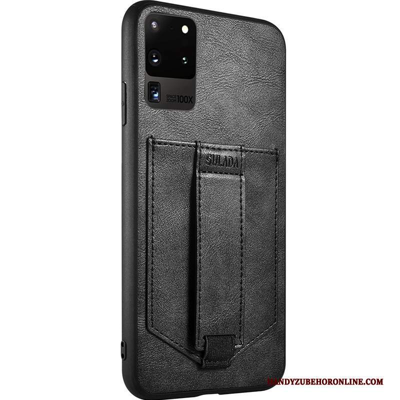 Custodia Samsung Galaxy S20 Ultra Protezione Anti-caduta Nero, Cover Samsung Galaxy S20 Ultra Pelle Ring Morbido