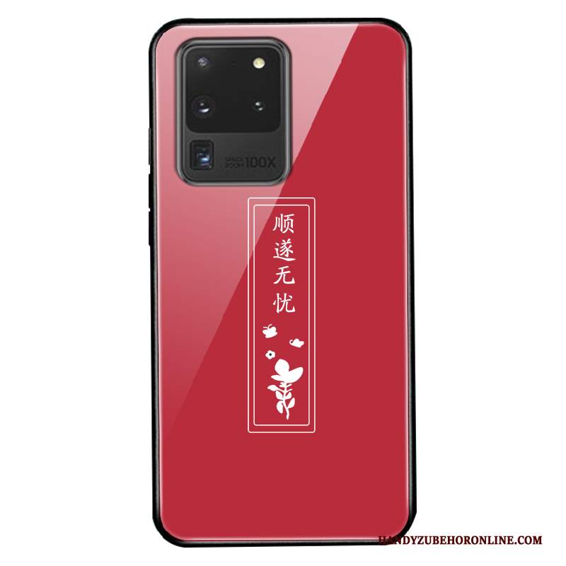 Custodia Samsung Galaxy S20 Ultra Silicone Morbido Rosso, Cover Samsung Galaxy S20 Ultra Protezione Vetro Marchio Di Tendenza