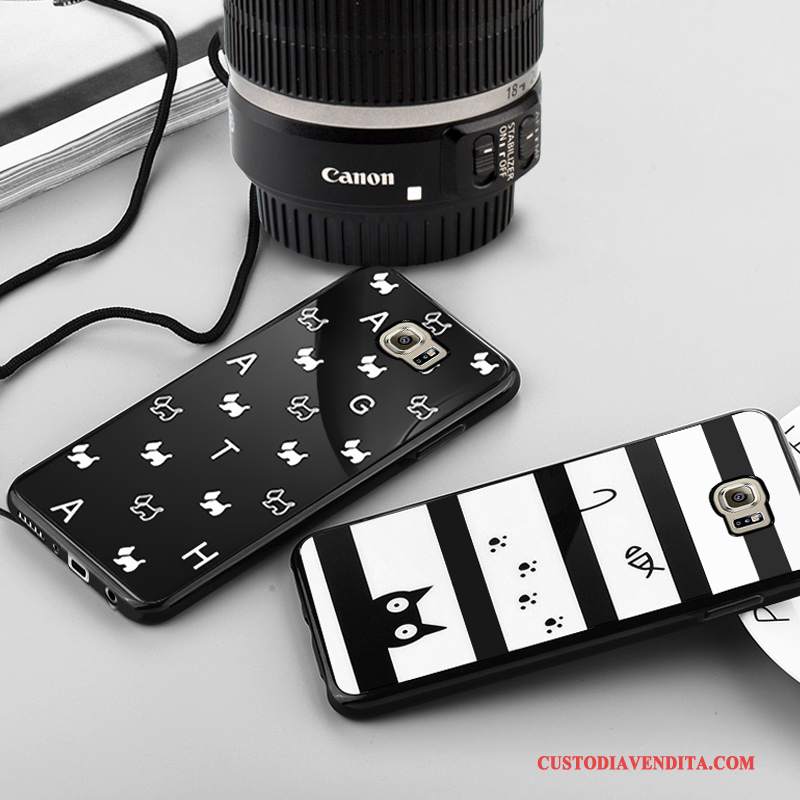 Custodia Samsung Galaxy S6 Edge Cartone Animato Anti-caduta Nero, Cover Samsung Galaxy S6 Edge Silicone Telefono Morbido