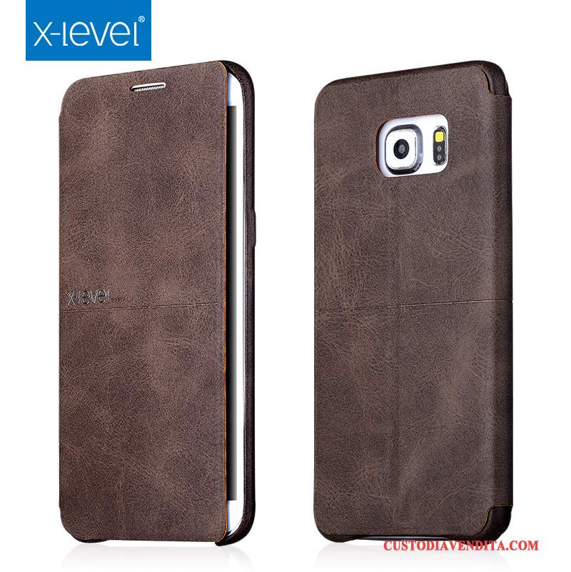 Custodia Samsung Galaxy S6 Edge Folio Sottiletelefono, Cover Samsung Galaxy S6 Edge Pelle Anti-caduta