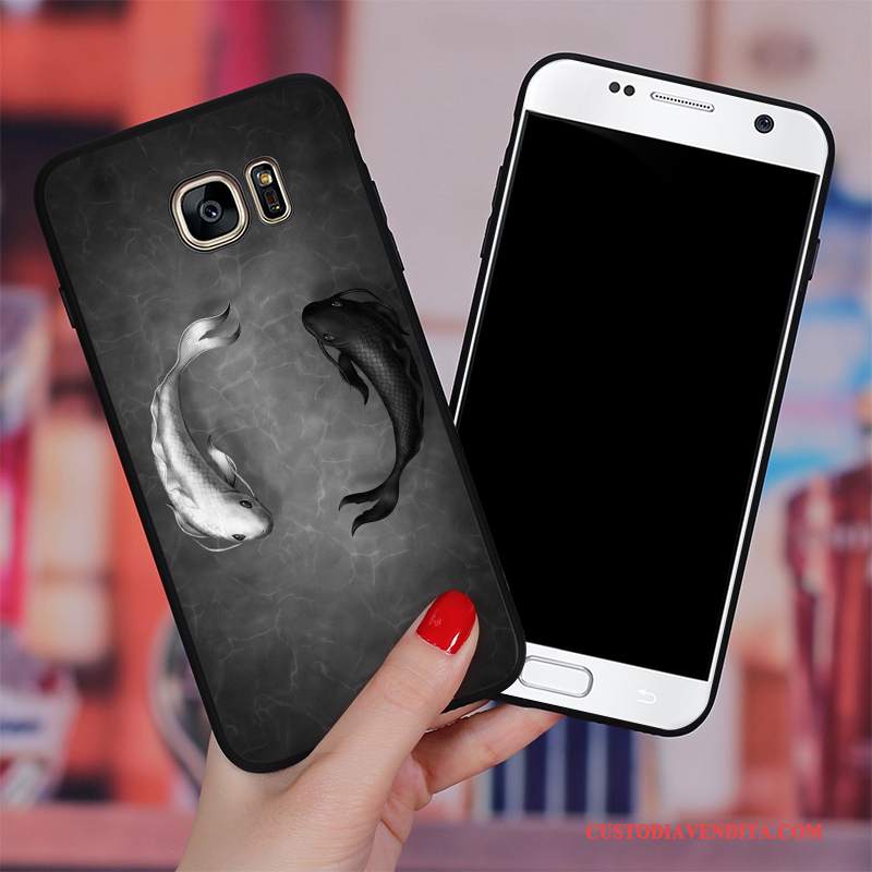 Custodia Samsung Galaxy S6 Edge + Silicone Telefono Tutto Incluso, Cover Samsung Galaxy S6 Edge + Colore Profondo Grigio