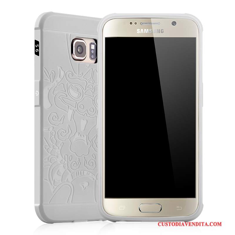 Custodia Samsung Galaxy S6 Goffratura Anti-caduta Macchiati, Cover Samsung Galaxy S6 Protezione Grigio Leggere