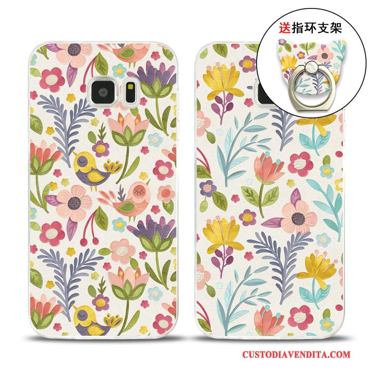 Custodia Samsung Galaxy S7 Edge Colore Fiori Uccello, Cover Samsung Galaxy S7 Edge Protezione Telefono Morbido