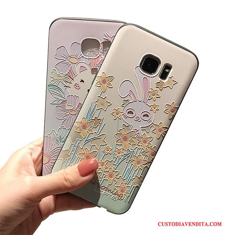 Custodia Samsung Galaxy S7 Edge Colore Morbido Macchiati, Cover Samsung Galaxy S7 Edge Goffratura Supporto Nero