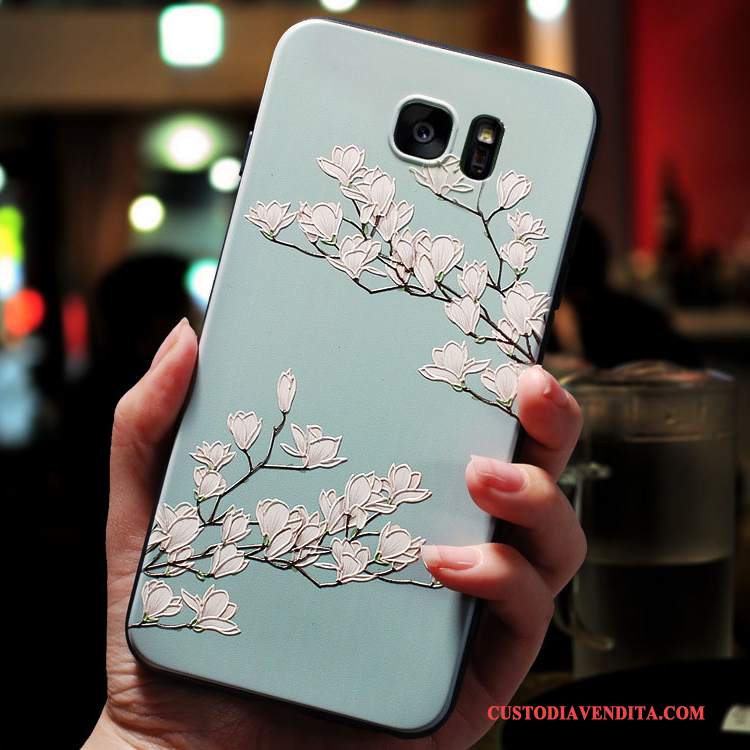 Custodia Samsung Galaxy S7 Edge Creativo Morbido Ornamenti Appesi, Cover Samsung Galaxy S7 Edge Silicone Telefono Blu Chiaro