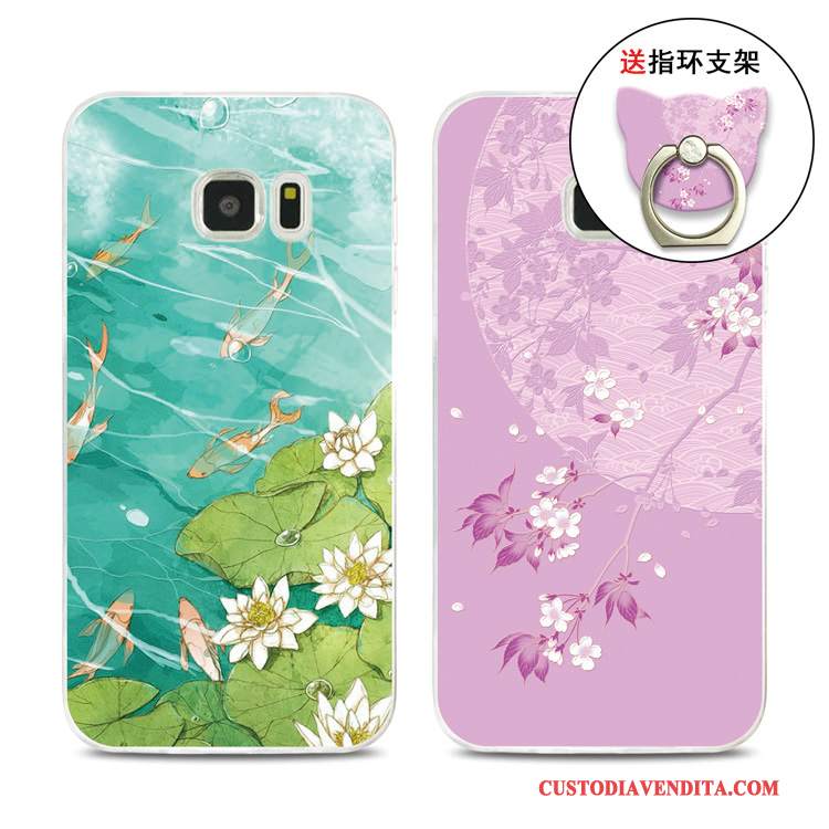 Custodia Samsung Galaxy S7 Edge Goffratura Telefono Morbido, Cover Samsung Galaxy S7 Edge Silicone Verde