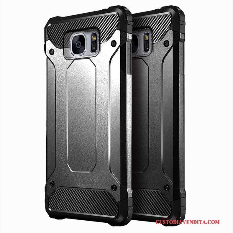 Custodia Samsung Galaxy S7 Edge Silicone Anti-caduta Argento, Cover Samsung Galaxy S7 Edge Doppia Gonna Grigio