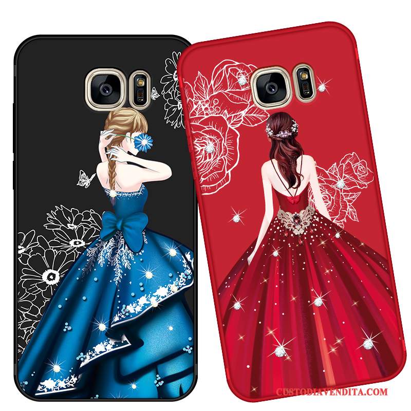 Custodia Samsung Galaxy S7 Edge Silicone Rosso Anti-caduta, Cover Samsung Galaxy S7 Edge Protezione Telefono Tutto Incluso