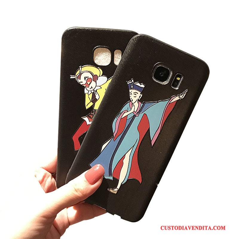 Custodia Samsung Galaxy S7 Goffratura Nero Macchiati, Cover Samsung Galaxy S7 Morbido Di Personalità