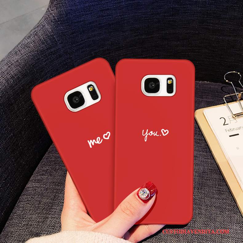 Custodia Samsung Galaxy S7 Silicone Rosso Morbido, Cover Samsung Galaxy S7 Cartone Animato Tutto Incluso Amanti