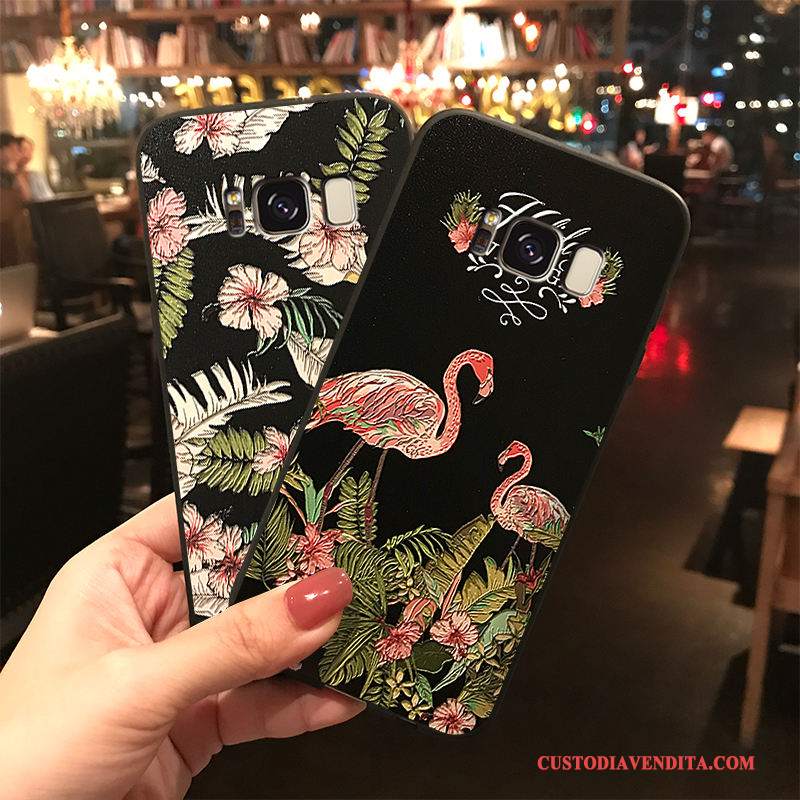 Custodia Samsung Galaxy S8+ Colore Uccello Fiori, Cover Samsung Galaxy S8+ Silicone Ornamenti Appesi Di Personalità