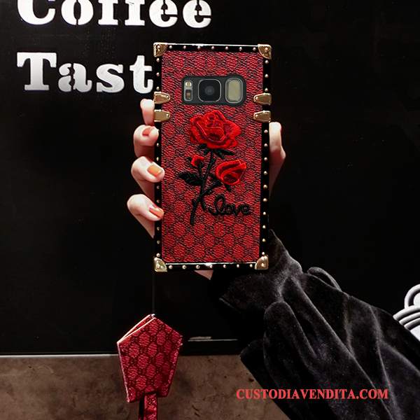 Custodia Samsung Galaxy S8+ Creativo Ricamo Rosso, Cover Samsung Galaxy S8+ Silicone Anti-cadutatelefono
