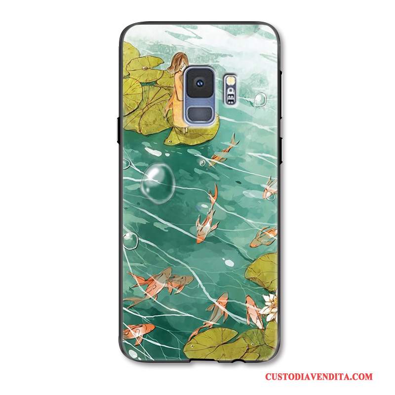 Custodia Samsung Galaxy S9 Creativo Verde Anti-caduta, Cover Samsung Galaxy S9 Goffratura Di Personalità Macchiati