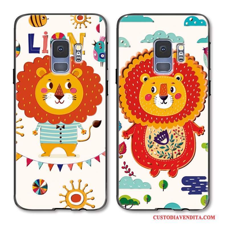 Custodia Samsung Galaxy S9+ Goffratura Leone Amanti, Cover Samsung Galaxy S9+ Cartone Animato Carino Nuovo