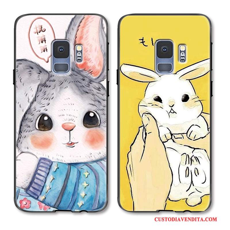 Custodia Samsung Galaxy S9 Goffratura Telefono Coniglio, Cover Samsung Galaxy S9 Moda Bello Giallo