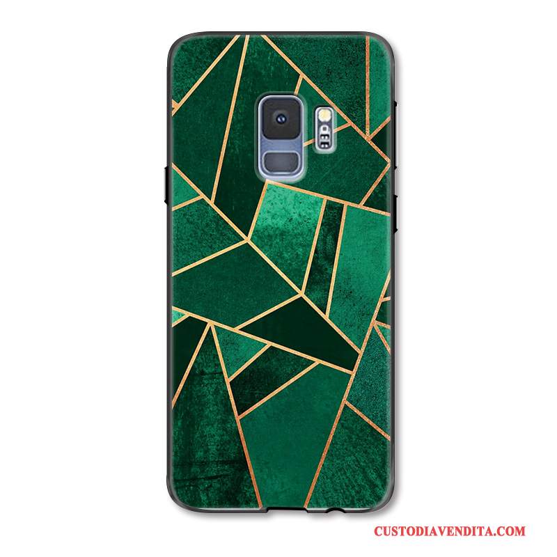Custodia Samsung Galaxy S9 Silicone Ornamenti Appesitelefono, Cover Samsung Galaxy S9 Colore Geometria Verde