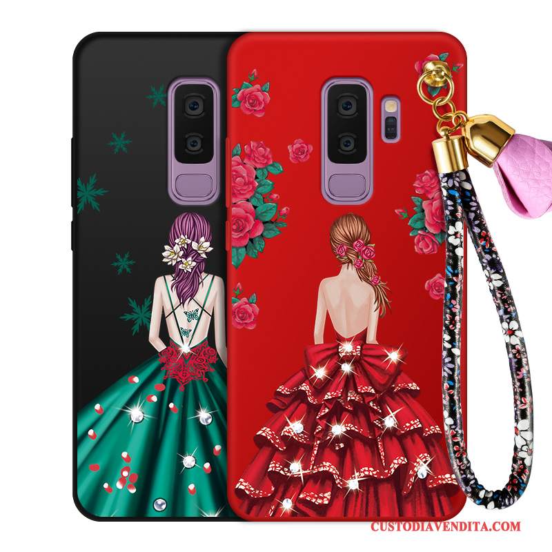 Custodia Samsung Galaxy S9+ Silicone Tendenza Nero, Cover Samsung Galaxy S9+ Protezione Macchiati Rosso