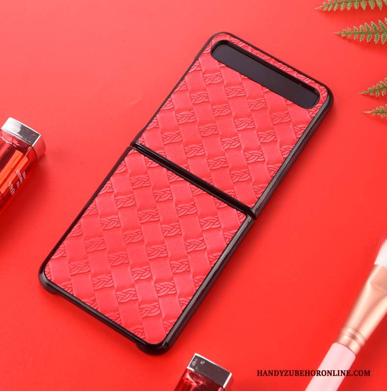 Custodia Samsung Z Flip Folio Anti-cadutatelefono, Cover Samsung Z Flip Pelle Piegare Rosso