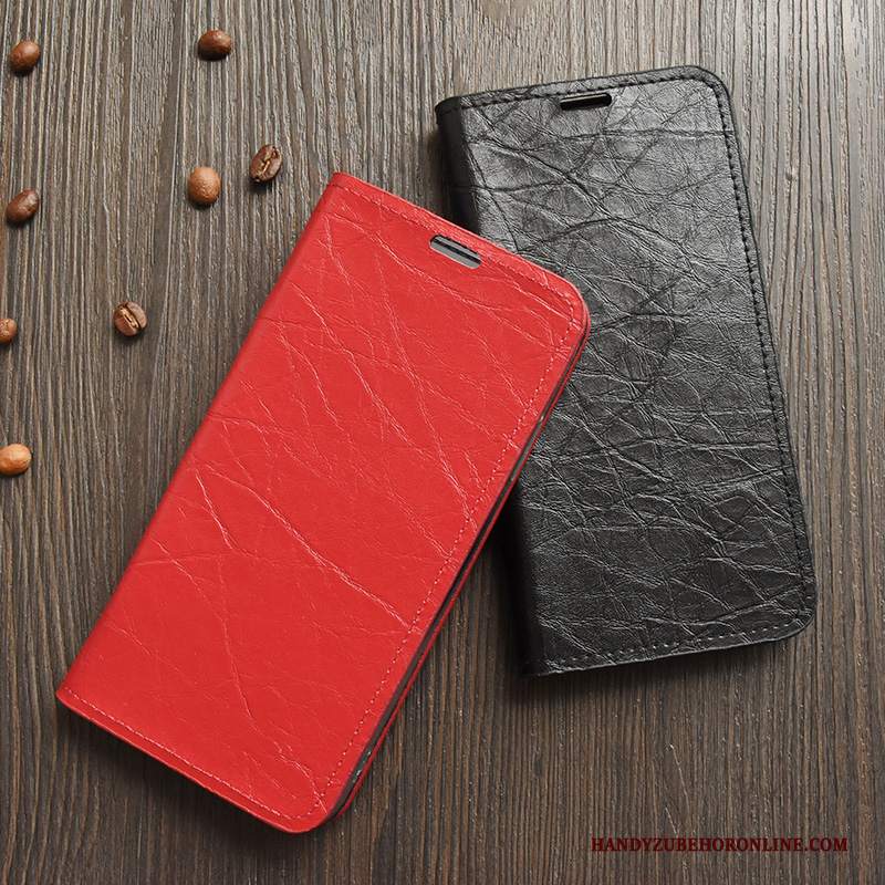 Custodia Sony Xperia 1 Protezione Rosso Semplici, Cover Sony Xperia 1 Folio Telefono Anti-caduta