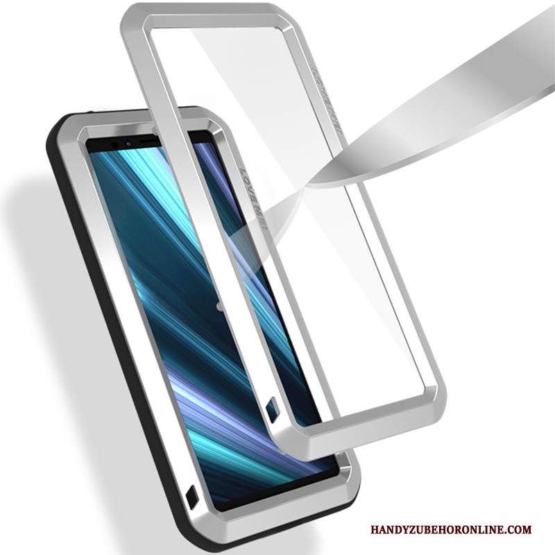 Custodia Sony Xperia 10 Creativo Telaio Anti-caduta, Cover Sony Xperia 10 Silicone All'aperto Argento