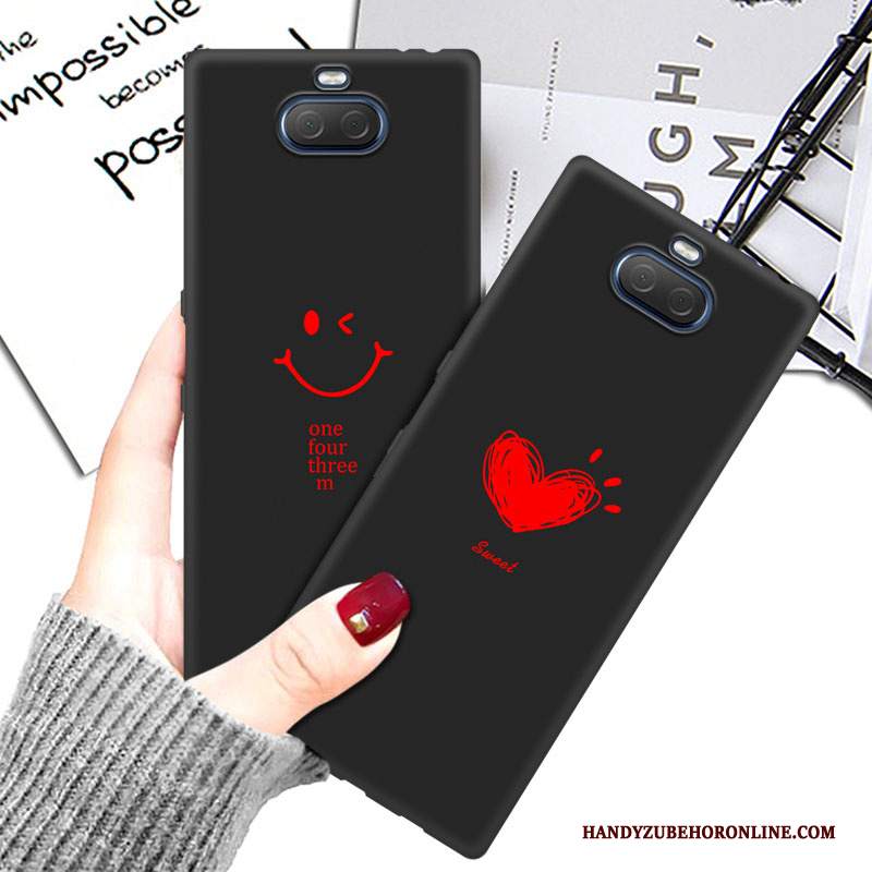 Custodia Sony Xperia 10 Silicone Anti-cadutatelefono, Cover Sony Xperia 10 Cartone Animato Nero Amanti