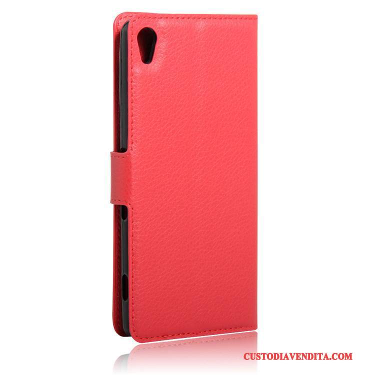 Custodia Sony Xperia Xa Pelle Telefono Rosso, Cover Sony Xperia Xa Portafoglio Carta