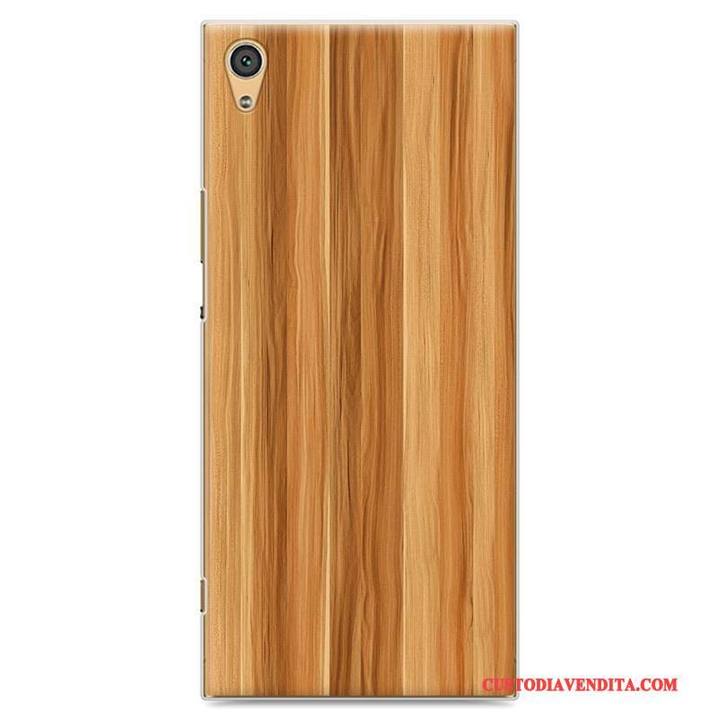 Custodia Sony Xperia Xa1 Colore Trasparente Giallo, Cover Sony Xperia Xa1 Protezione Legnotelefono