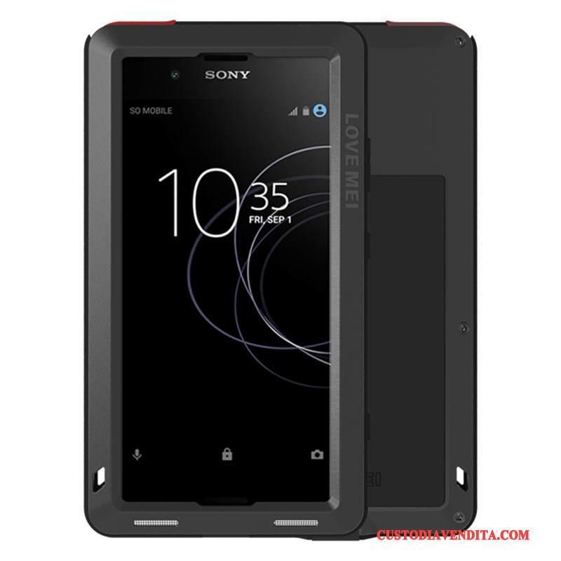 Custodia Sony Xperia Xa1 Plus Protezione Telefono Metallo, Cover Sony Xperia Xa1 Plus Nero Tutto Incluso