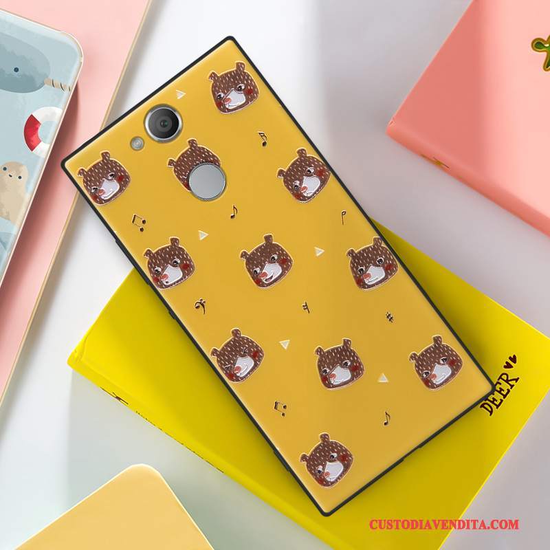 Custodia Sony Xperia Xa2 Ultra Cartone Animato Macchiati Giallo, Cover Sony Xperia Xa2 Ultra Goffratura Anti-caduta Tendenza