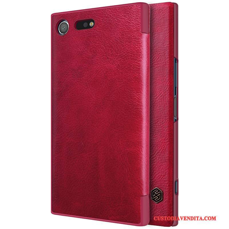 Custodia Sony Xperia Xz Folio Anti-caduta Oro, Cover Sony Xperia Xz Pelle Telefono Vino Rosso
