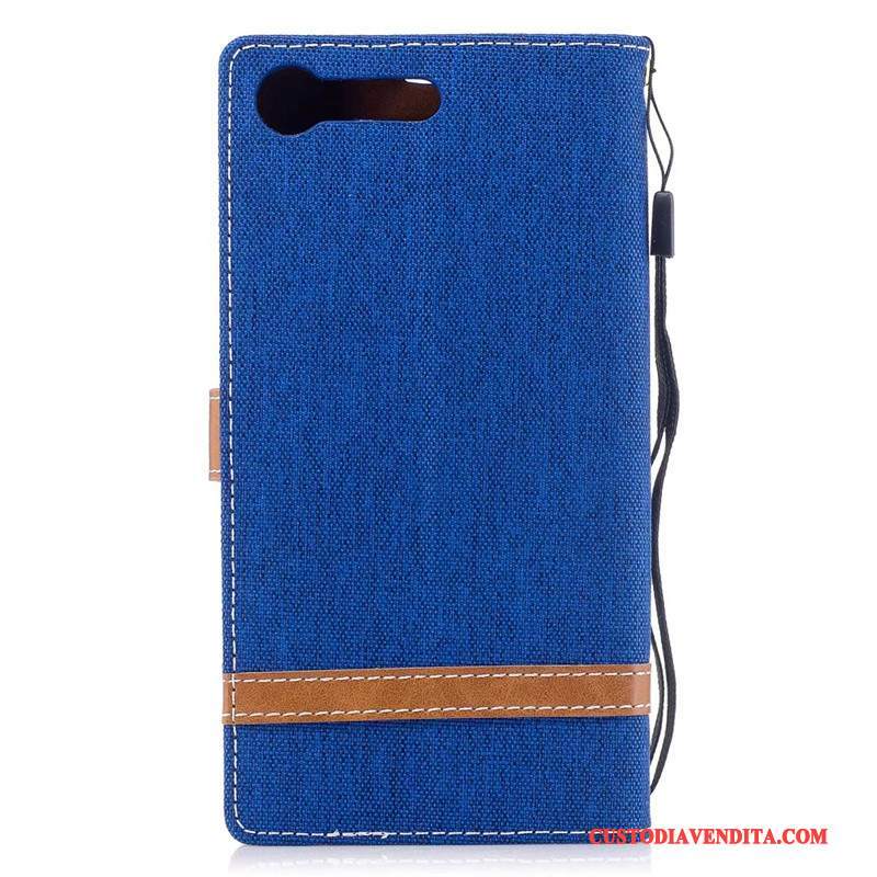 Custodia Sony Xperia Xz Premium Pelle Telefono Blu Scuro, Cover Sony Xperia Xz Premium Folio