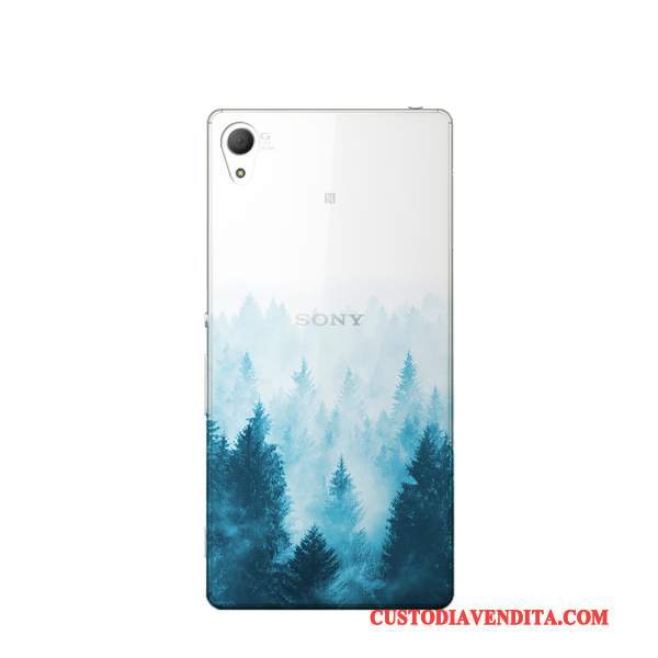 Custodia Sony Xperia Z3 Creativo Blu Arte, Cover Sony Xperia Z3 Protezione Piccola Trasparente