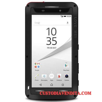 Custodia Sony Xperia Z5 Compact Protezione Telefono Tre Difese, Cover Sony Xperia Z5 Compact Macchiati Metallo