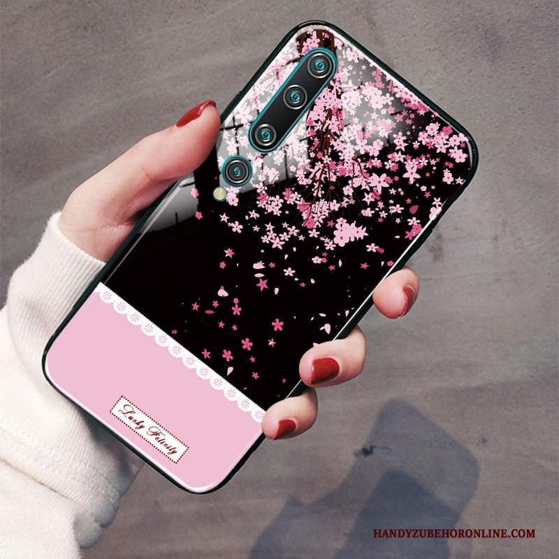 Custodia Xiaomi Mi 10 Moda Piccola Nero, Cover Xiaomi Mi 10 Protezione Ciliegia Fresco