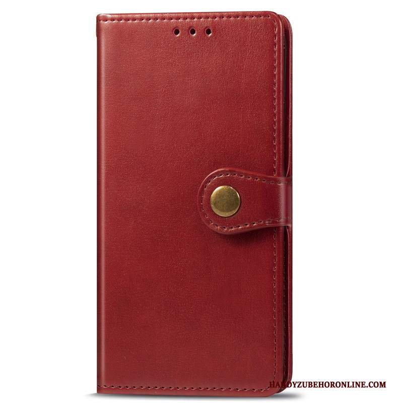 Custodia iPhone 11 Pro Max Pelle Affari Rosso, Cover iPhone 11 Pro Max Folio Semplici Monocromatico