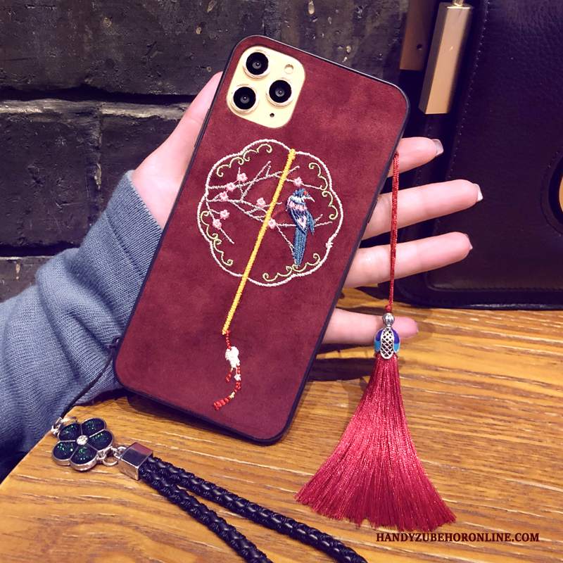 Custodia iPhone 11 Pro Max Protezione Velluto Ornamenti Appesi, Cover iPhone 11 Pro Max Rossotelefono