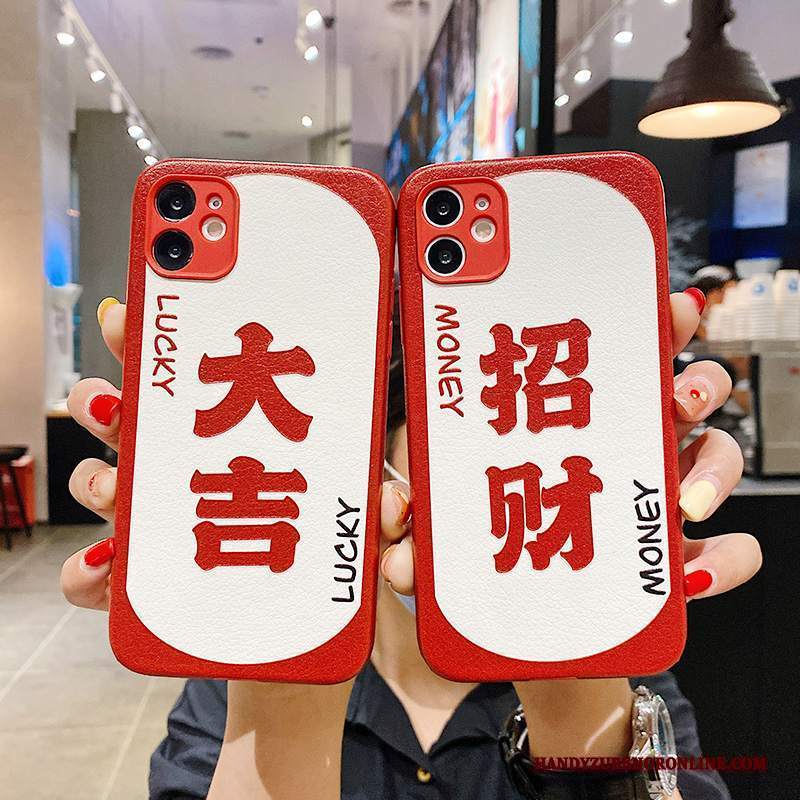 Custodia iPhone 12 Creativo Di Personalitàtelefono, Cover iPhone 12 Goffratura Rosso Nuovo