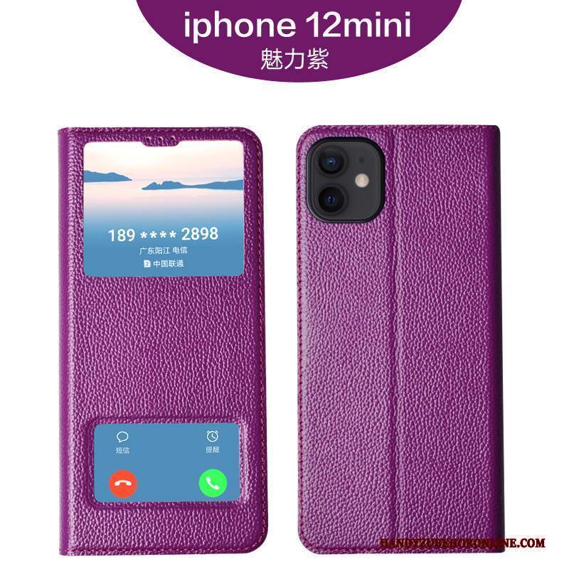 Custodia iPhone 12 Mini Folio High End Qualità, Cover iPhone 12 Mini Pelle Telefono Morbido