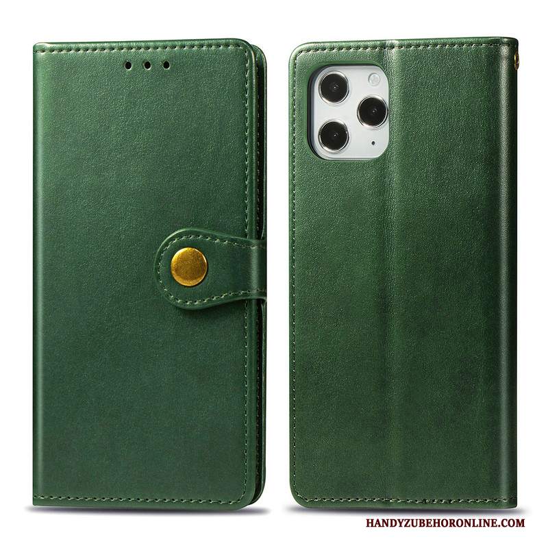 Custodia iPhone 12 Pro Max Pelle Verde Affari, Cover iPhone 12 Pro Max Protezione Telefono Monocromatico