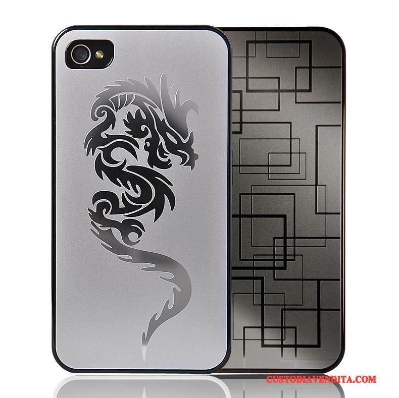 Custodia iPhone 4/4s Protezione Grigio Chiaro, Cover iPhone 4/4s Metallo Nero