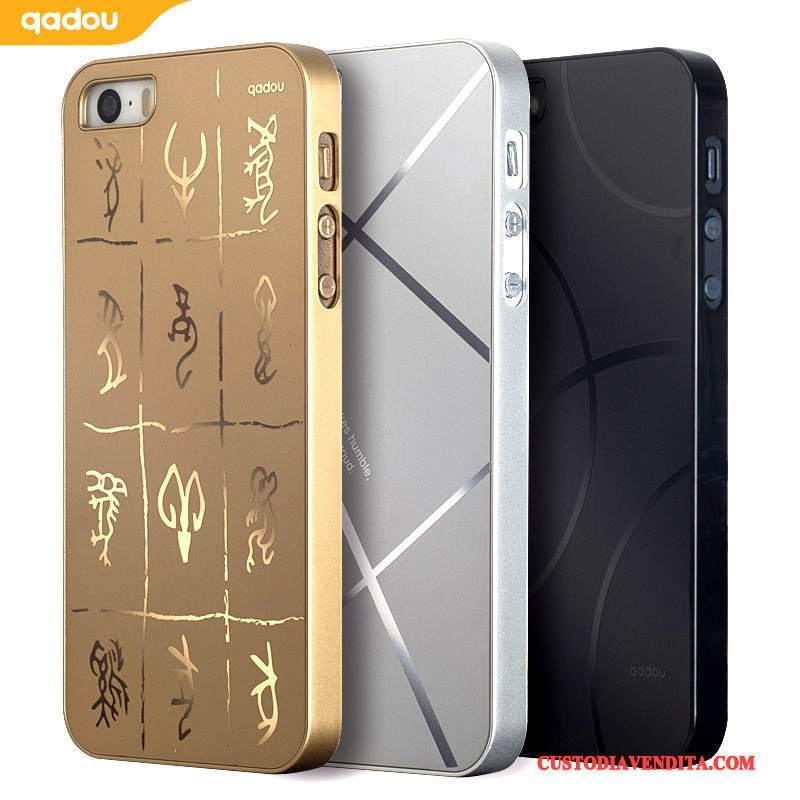 Custodia iPhone 5/5s Creativo Anti-caduta Difficile, Cover iPhone 5/5s Protezione Metallo Argento